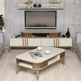 Hanah Home Eylül Conjunto de Muebles de Salón - Crema